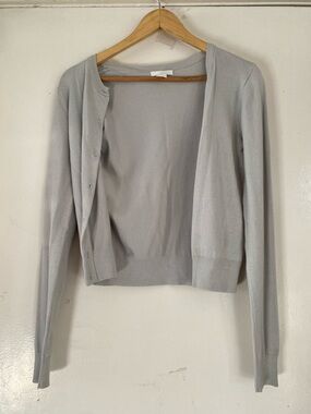 H&M Light Gray Women's Button-Front Crewneck Cardigan